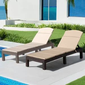 [공간미가구]엔터 접이식 썬베드+쿠션매트포함 라탄 해변 비치 리조트 수영장 선베드 야외용 카페 의자