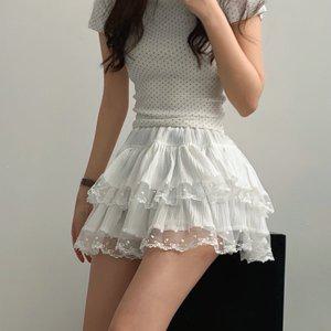 [입꼬][속바지O]소피 리본 도트 레이스 프릴 캉캉 미니스커트3color