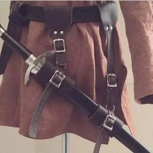 중세 바이킹 기사 칼 칼집 옷걸이 빈티지 단검 개구리 홀더 PU 가죽 벨트 레이피어 홀스터 LARP 의상 소품