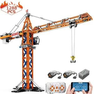 RC 레고 호환 시티 타워 크레인 빌딩 블록 MOC 리모컨 행잉 타워 데릭 브릭 모듈러 모델 장난감 소년 생일
