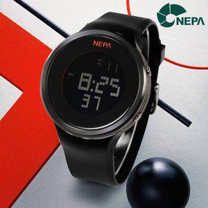 [네파] 스포츠시계 글로시 블랙 전자 방수 학생 군인 손목시계