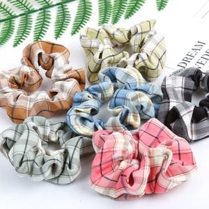 체크셔츠디자인 체크무늬곱창끈 팔찌머리끈 여자스크런치 6색상