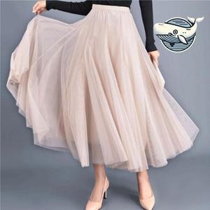 [오노마] ONM 망사 플레어 롱스커트 여성 여리핏 가벼운 쉬폰