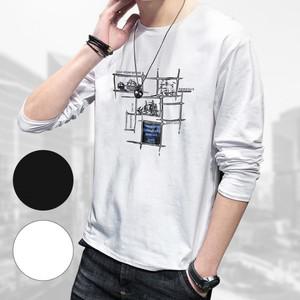 긴팔티셔츠 스판 라운드 간절기 면티 남성 기본티 흰티 크루넥 검정티