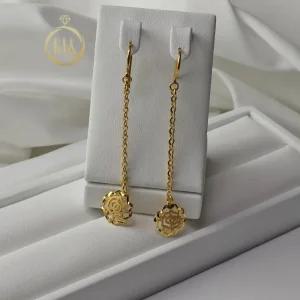 [가앤] 24k순금 장미 꽃 롱 체인 귀걸이 3.75g