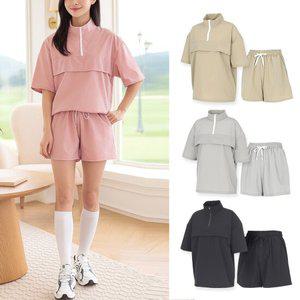 여름 스판 셋업 여성 반팔 아노락 반바지 세트 DPMLSE13