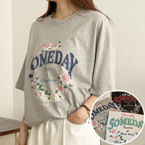 썸데이 박스 여성 오버핏 반팔 티셔츠 (3컬러) 박스티 빅사이즈