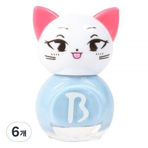 바블리 키즈네일 냥이 스티커형식 어린이매니큐어, 하늘핑, 6개