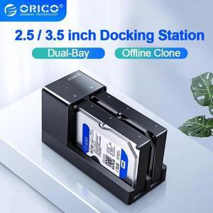 [보호보관용]ORICO 2 베이 HDD 도킹 스테이션 SATA-USB 3.0 하드 드라이브 스테이션(오프라인 복제 포함 2.