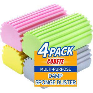 COBETE Damp Clean 더스터 스폰지, 4팩 Magic 스폰지 Eraser, 재사용 가능한 Dusting 가정용 청소용 블라인