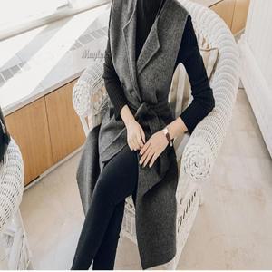 [피커]모직베스트 F1122 시크 벨트 모직 롱