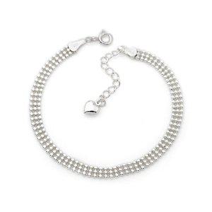 [미니아트]92.5 실버 순은 납작 볼 3라인 통통 하트 체인 은 팔찌