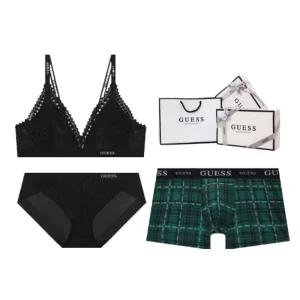 [게스언더웨어](타임스퀘어점패션관)모던 레이스 아웃밴드 브라렛 남여 커플속옷세트 ODWBR293BK870GR