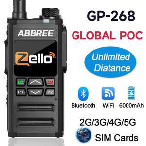 ABBREE GP-268 네트워크 워키 토키 무제한 거리 Zello 글로벌 POC 무선 원격 4G SIM 카드 블루투스