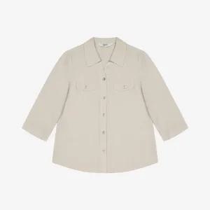 [베스띠벨리] 베스띠벨리 베이직 투포켓 오픈카라 블라우스BKBAE24720