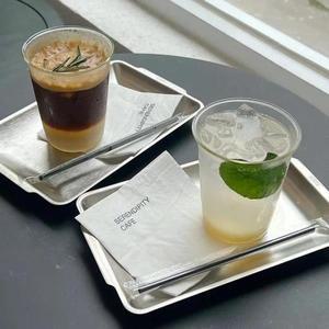 스테인레스 스틸 스낵 접시 서양 식당 크리 에이 티브 플랫 플레이트 과일 케이크 스낵 커피 트레이 직사각