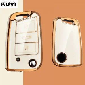 차키케이스 TPU 자동차 플립 키 케이스 커버 쉘 폭스 바겐 골프 7 MK7 Tiguan MK2 좌석 Ateca Leon FR Ibiz