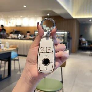 차키케이스 Keyring-4 버튼 TPU 자동차 키 케이스 커버 메르세데스 벤츠 2017-E 클래스 2018-S 클래스-A C-