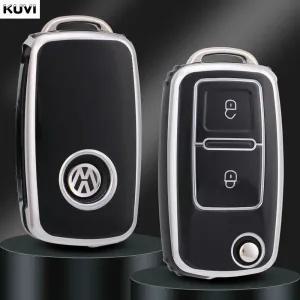 차키케이스 2 3 버튼 TPU 자동차 키 케이스 커버 셸 Fob VW 폭스 바겐 MK4 보라 골프 4 5 6 제타 파사트 폴