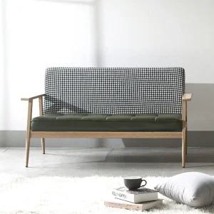 네오 알토 2인 체크 패브릭 소파 우드 프레임 NES1551