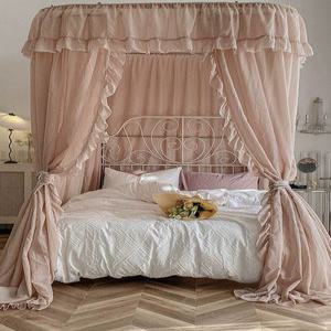 공주풍 레이스 침대 캐노피 프렌치 인테리어 베드 쉬폰 커튼 침실 가림막 레일형 모기장커튼