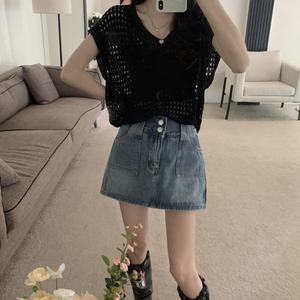 [메르시래빗] 요거트 니트 브이넥 펀칭 스웨터 탑