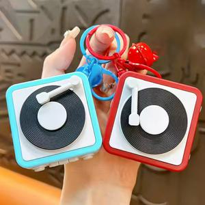 레트로 빈티지 LP 판 레알 녹음 턴테이블 녹음기 키링 열쇠고리 단체 대량