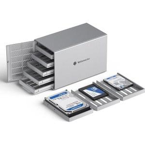 요타마스터 PS500C3 5 베이 USB 3.1 타입-C 하드 드라이브 인클로저, 알루미늄 DAS 스토리지, 12V/6.5A 전원 어댑터 포함 3.5 및 2.5인치 SATA HDD/SSD, 90TB(5x18TB) 지원, 비 RAID(디스크리스)