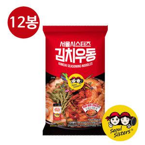 서울시스터즈 김치우동 봉지면 밀키트 캠핑용 얼큰 캠핑요리, 204g, 12봉