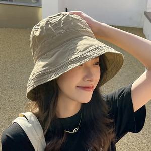 항암모자 2023 봄 가을 여성 버킷햇 단색 파나마 태양 어부 모자