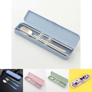 (블루) 휴대용 수저세트 케이스/수저/세트/어린이/수저통/도시락/스텐/급식/고등/직장인/캠핑/수저집/성인