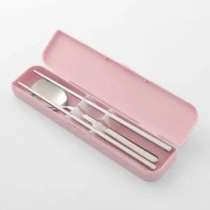 (핑크) 저소음 수저케이스/세트/학생/직장인/어린이/도시락/수저통/캠핑용/휴대용/직장인/가벼운/수저함