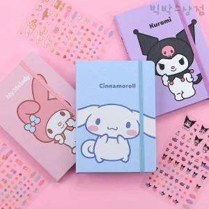 산리오 양장다이어리 만년형 연간 월간 주간 메모 노트 스케줄러 위클리 플래너 수첩 필기구 다꾸 메모 단