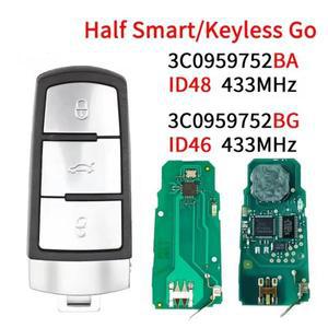 Xuri 3C0959752BA ID48/46 433MHz 하프 스마트/키리스 고 자동차 리모컨 키 (폭스바겐 파사트 B6 CC 용)