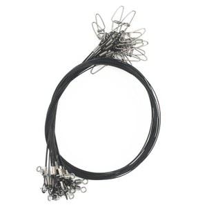 20pcs 헤비 듀티 낚시 리더: 19인치 스테인리스 스틸 와이어 리더 블랙, 스냅 및 회전 기능 파이크 메기용