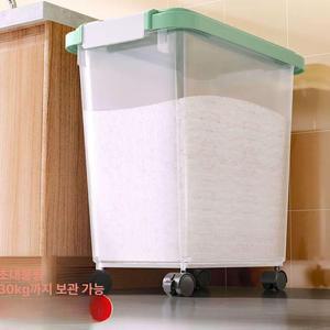 쌀통 투명 대형 바퀴 방충 보관통 30kg 방습