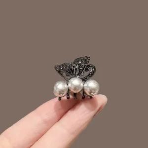 미니 나비 진주 헤어집게핀 옆머리 고정 정리 헤어핀