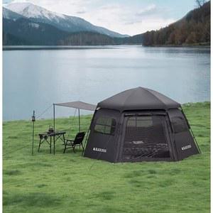 육각 원터치 자동텐트 방충 장박 옥타돔 돔형 블랙 그늘막 리빙쉘 쉘터텐트 대형텐트