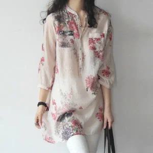 쉬블림로브 여성 시원한 반오픈 플라워 꽃 원피스 셔츠 GW0606