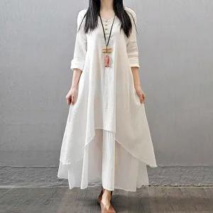 쉬블림로브 여성 시원한 버튼 랩 플레어 언발 롱 원피스 GW0124