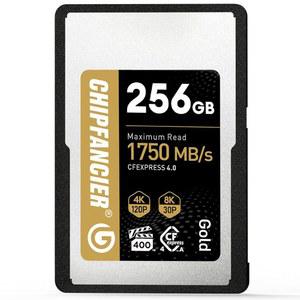 칩팬시어 256GB CFExpress 4 0 타입 A 카드 최대 1750MB/s 읽기 속도 및 쓰기 FX 카메라 골드와 호환되는 RAW 4K/8K 비디오 녹화용 메모리