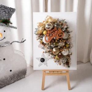 크리스마스 액자 트리 벽 장식 이젤세트 LED 앙드 골든 캔버스 105cm 벽걸이 테이블