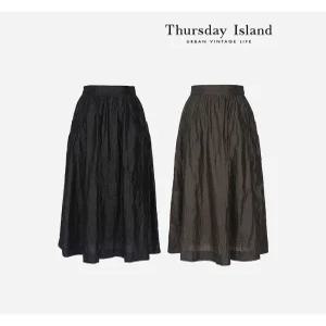 [써스데이아일랜드][Thursday Island] 타소재 셔링 스커트(T236MSK134W)