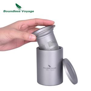 Boundless Voyage 티타늄 이중벽 컵, 필터 포함, 야외 캠핑 휴대용 커피 메이커, 차 인퓨저, 채반 머그잔