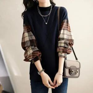 [롯데백화점]샐리 슬리브 체크 라운드 맨투맨_I5C-CTS011