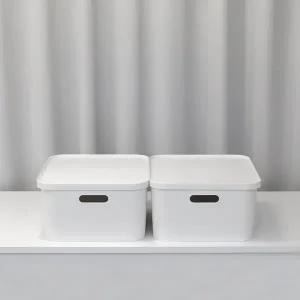 [하우릿]국내제작 엔드세이브 손잡이 뚜껑 수납정리함 M 2개 리빙박스 옷 소품 수납박스 팬트리 수납함