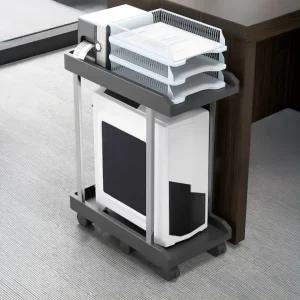 본체 PC 받침대 2단형 컴퓨터 캐리어 트레이 이동식 정리대 데스크탑