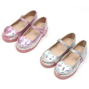 [쁘띠슈즈]글리터 하트 유아 아동 초등 여아 라이팅 LED 구두 플랫 신발