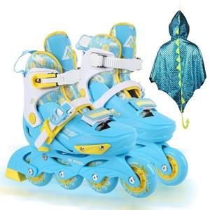 드래곤윙스 클로크가 장착된 베즐로푸스 인라인 스케이트, 남녀 청소년을 위한 4가지 크기 조절 가능한 인라인 스케이트 블레이드, 고성능 실내 야외 스케이트