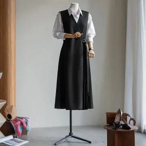 (안나앤플러스) 블라인 플리츠 랩 원피스[드레스DQ532] 빅사이즈